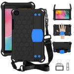 For  Galaxy Tab A8.0 T290 / T295（2019） Honeycomb Design EVA + PC Four Corner Anti Falling Flat Protective Shell With Straps(Black+Blue)