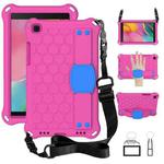 For  Galaxy Tab A8.0 T290 / T295（2019） Honeycomb Design EVA + PC Four Corner Anti Falling Flat Protective Shell With Straps(Rose+Blue)
