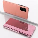 For Galaxy S20+ Plated Mirror Horizontal Flip Leather Case with Holder(Rose Gold)