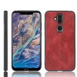 For Nokia 8.1/Nokia X7 Shockproof Sewing Cow Pattern Skin PC + PU + TPU Case(Red)