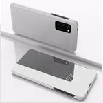 For Galaxy S20 Plated Mirror Horizontal Flip Leather Case with Holder(Silver)