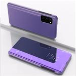 For Galaxy S20 Ultra Plated Mirror Horizontal Flip Leather Case with Holder(Purple Blue)