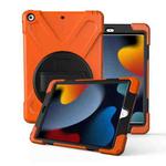 For iPad 10.2 2021 / 2020 / 2019 360 Degree Rotation PC + Silicone Protective Case with Holder & Hand-strap(Orange)
