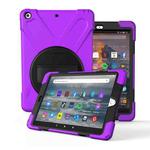For Amazon fire 7 (2017)(2019) 360 Degree Rotation PC + Silicone Protective Case with Holder & Hand-strap(Purple)