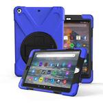 For Amazon fire 7 (2017)(2019) 360 Degree Rotation PC + Silicone Protective Case with Holder & Hand-strap(Dark Blue)