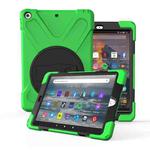 For Amazon fire HD10(2017)(2018)(2019)  360 Degree Rotation PC + Silicone Protective Case with Holder & Hand-strap(Light Green)