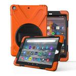 For Amazon fire HD10(2017)(2018)(2019)  360 Degree Rotation PC + Silicone Protective Case with Holder & Hand-strap(Orange)
