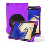 For Galaxy Tab S4 10.5 T830/T835 360 Degree Rotation PC + Silicone Protective Case with Holder & Hand-strap(Purple)