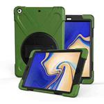For Galaxy Tab S4 10.5 T830/T835 360 Degree Rotation PC + Silicone Protective Case with Holder & Hand-strap(Army Green)