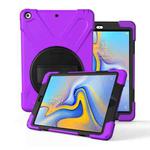 For Galaxy  Tab A 10.5 T590/T595 360 Degree Rotation PC + Silicone Protective Case with Holder & Hand-strap(Purple)