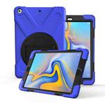 For Galaxy  Tab A 10.5 T590/T595 360 Degree Rotation PC + Silicone Protective Case with Holder & Hand-strap(Dark Blue)