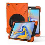 For Galaxy  Tab A 10.5 T590/T595 360 Degree Rotation PC + Silicone Protective Case with Holder & Hand-strap(Orange)