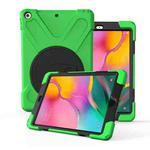 For Galaxy Tab A 10.1 （2019） T510/T515   360 Degree Rotation PC + Silicone Protective Case with Holder & Hand-strap(Light Green)