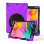 For Galaxy Tab A 10.1 （2019） T510/T515   360 Degree Rotation PC + Silicone Protective Case with Holder & Hand-strap(Purple)