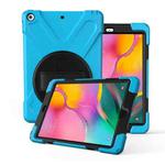 For Galaxy Tab A 10.1 （2019） T510/T515   360 Degree Rotation PC + Silicone Protective Case with Holder & Hand-strap(Light Blue)