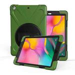 For Galaxy Tab A 10.1 （2019） T510/T515   360 Degree Rotation PC + Silicone Protective Case with Holder & Hand-strap(Army Green)