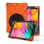 For Galaxy Tab A 10.1 （2019） T510/T515   360 Degree Rotation PC + Silicone Protective Case with Holder & Hand-strap(Orange)