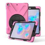For Galaxy Tab S6 10.5 T860/T865/T867 2019  360 Degree Rotation PC + Silicone Protective Case with Holder & Hand-strap(Pink)