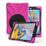 For Galaxy Tab A 8.0   T387(2018) 360 Degree Rotation PC + Silicone Protective Case with Holder & Hand-strap(Rose Red)