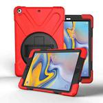 For Galaxy Tab A 8.0   T387(2018) 360 Degree Rotation PC + Silicone Protective Case with Holder & Hand-strap(Red)