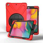 For Galaxy Tab A 8.0（2019）P200/P205  360 Degree Rotation PC + Silicone Protective Case with Holder & Hand-strap(Red)