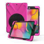 For Galaxy Tab A 8.0（2019）T290/T295 360 Degree Rotation PC + Silicone Protective Case with Holder & Hand-strap(Rose Red)