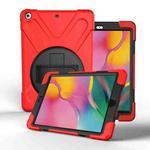 For Galaxy Tab A 8.0（2019）T290/T295 360 Degree Rotation PC + Silicone Protective Case with Holder & Hand-strap(Red)