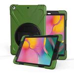 For Galaxy Tab A 8.0（2019）T290/T295 360 Degree Rotation PC + Silicone Protective Case with Holder & Hand-strap(Army Green)