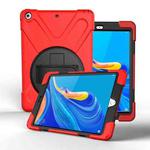 For Huawei MediaPad M6 10.8  360 Degree Rotation PC + Silicone Protective Case with Holder & Hand-strap(Red)