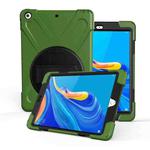 For Huawei MediaPad M6 10.8  360 Degree Rotation PC + Silicone Protective Case with Holder & Hand-strap(Army Green)