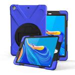 For Huawei MediaPad M6 10.8  360 Degree Rotation PC + Silicone Protective Case with Holder & Hand-strap(Dark Blue)