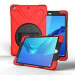 For Huawei MediaPad M5 10.8  360 Degree Rotation PC + Silicone Protective Case with Holder & Hand-strap(Red)