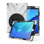 For Huawei MediaPad M5 10.8  360 Degree Rotation PC + Silicone Protective Case with Holder & Hand-strap(White)