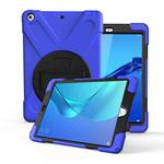 For Huawei MediaPad M5 10.8  360 Degree Rotation PC + Silicone Protective Case with Holder & Hand-strap(Dark Blue)