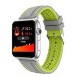 For Apple Watch Series 4 & 3 & 2 & 1 38mm Two-color Floral Pattern Silicone Wrist Strap Watch Band without body(Grey + Green)