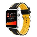 For Apple Watch Series 4 & 3 & 2 & 1 38mm Two-color Floral Pattern Silicone Wrist Strap Watch Band without body(Black + Yellow)