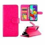 For Galaxy A51 Crazy Horse Texture Leather Horizontal Flip Protective Case with Holder & Card Slots & Wallet & Photo Frame(Magenta)