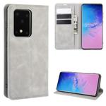 For Galaxy S20 Ultra Retro-skin Business Magnetic Suction Leather Case with Holder & Card Slots & Wallet(Grey)