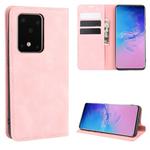 For Galaxy S20 Ultra Retro-skin Business Magnetic Suction Leather Case with Holder & Card Slots & Wallet(Pink)
