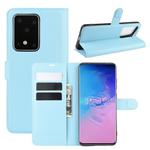 For Galaxy S20 Ultra Litchi Texture Horizontal Flip Protective Case with Holder & Card Slots & Wallet(Blue)