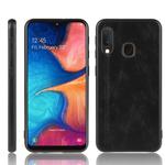 For Galaxy A20e Shockproof Sewing Cow Pattern Skin PC + PU + TPU Case(Black)