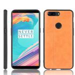 For OnePlus 5T Shockproof Sewing Cow Pattern Skin PC + PU + TPU Case(Orange)