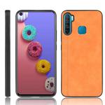 For Infinix S5 / S5 Lite/ X652 Shockproof Sewing Cow Pattern Skin PC + PU + TPU Case(Orange)