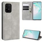 For Galaxy A91 / M80s / S10 Lite Retro-skin Business Magnetic Suction Leather Case with Holder & Card Slots & Wallet(Grey)