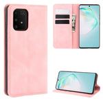 For Galaxy A91 / M80s / S10 Lite Retro-skin Business Magnetic Suction Leather Case with Holder & Card Slots & Wallet(Pink)