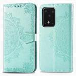 For Galaxy S20 Ultra Halfway Mandala Embossing Pattern Horizontal Flip Leather Case with Holder & Card Slots & Wallet & Photo Frame & Lanyard(Green)