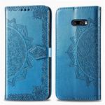 For LG G8X ThinQ Halfway Mandala Embossing Pattern Horizontal Flip Leather Case , with Holder & Card Slots & Wallet & Photo Frame & Lanyard(Blue)