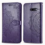 For LG G8X ThinQ Halfway Mandala Embossing Pattern Horizontal Flip Leather Case , with Holder & Card Slots & Wallet & Photo Frame & Lanyard(Purple)