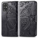 For Galaxy S20+ Butterfly Love Flower Embossed Horizontal Flip Leather Case with Bracket / Card Slot / Wallet / Lanyard(Black)