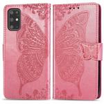 For Galaxy S20+ Butterfly Love Flower Embossed Horizontal Flip Leather Case with Bracket / Card Slot / Wallet / Lanyard(Pink)